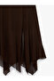 Asymmetrical Cut Tulle Midi Skirt with Slit Detail - 5