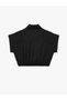 Crop Black Girls' Shirt with Tie Detail 6Skg60001Aw - 5