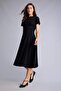 A-Line Cotton Black Midi Dress H6591Ax26Sp