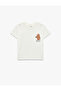 Dog Printed Cotton Ecru Baby Boy T-Shirt 6Smb10170Tk - 4