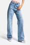 Women's Blue T1-12S6-99 Straight Fit Shiny Star Stone Special Design Denim Jeans