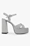 Women's Eliva Silver Glitter Platform Heeled Shoes - 2