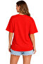 Red Oversize Women's T-Shirt 100% Cotton Happy Printed Loose Basic Summer Comfortable T-Shirt - 3