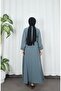 Jacketed Skirted Islamic Clothing Double Set Petrol Hnt8594 - 8