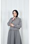 Jacket and Skirt Islamic Clothing Two-Piece Set Light Gray Hnt8594 - 6
