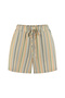 Women's Ecru Relax Fit Striped Short Shorts
