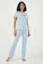 Regular Fit Patterned Crew Neck Short Sleeve Pajama Set Pajama Set 65770823 - 2