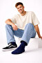 Men's Short Socks Navy Blue Bamboo Socks 3-Piece Seamless Anti-Sweat Ultra Soft Breathable Premium Socks - 2