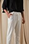 Men's White Relaxed Fit Elastic Waist Lace-Up Side Pocket Jogger Fabric Trousers - 2