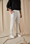 Men's White Relaxed Fit Elastic Waist Lace-Up Side Pocket Jogger Fabric Trousers
