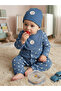 Ribbed Cotton Set with Sleepsuit/Romper, Cap and Bib - 3