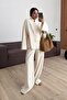 Natural Embroidered Buttoned Kimono Set - 60624