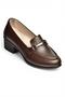 Y555592003 Brown Genuine Leather Thick Low Heeled Women's Shoes - 3