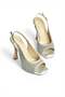 Y569925214 Silver Glitter Tiny Stone Detailed Thick Heeled Evening Dress Shoes - 7
