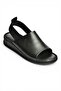 Y555541303 Black Genuine Leather Low-Heeled Women's Sandals - 4