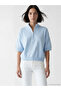 Lcw Vision Blue Mock Neck Oversized Women's Knitwear Sweater