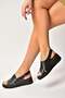 Y555511403 Black Genuine Leather Wedge Sole Women's Sandals