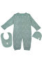 Ribbed Cotton Set with Sleepsuit/Romper, Cap and Bib