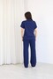 Women's Navy Blue Polo Collar Zippered Double Set - 3