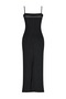 Black Striped Strappy Bodycon/Body-Hugging Knitted Maxi Pencil Dress - 8