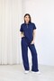 Women's Navy Blue Polo Collar Zippered Double Set - 5