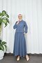 Jacket and Skirt Islamic Clothing Two-Piece Set Blue Hnt8594 - 2