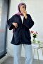 Belted Muslin Kimono with Pocket Detail - Navy Blue - 3