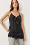 Lace Satin Surface Camisole Blouse Lnt0024 Black