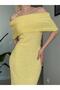 Women's Textured Off Shoulder Long Madonna Collar Summer Dress - 2