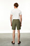 Men's Khaki Elastic Waist Straight Fit Shorts - 3