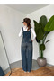 Unisex Blue Salopet Overalls Distressed Denim Fabric Salo - 4