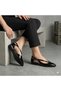 (Ayem) Side Buckle Detailed Casual Women's Flat Shoes Black - 5