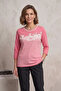 Women's Plus Size Lycra Crew Neck Printed Patterned Three Quarter Sleeve Mother T-Shirt Combed Cotton Blouse