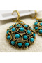 Bronze Earrings Authentic Jewelry Turquoise Turquoise Stone Embellished Topaz Model Vintage Women's Earrings - 6