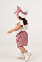 Baby Girl Summer Outfit Set with Ruffled Collar and Gingham Shorts, 2-Piece Set with Hat as a Gift - 4