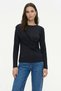 Bluză neagră drapată cu guler tip crewneck 252134 - 2