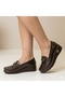 (Ceylanlar) Poly Lightweight Sole Buckle Detailed Casual Women's Shoes Brown - 4