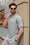 Gray Polo Collar T-Shirt Shorts Set E7363 - 3
