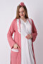 Maternity Nightgown and Dressing Gown Set with Lace Collar and Buttons, Breastfeeding Cotton Viscose Set of 2 - 2