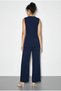 Women's Navy Blue Belt Detailed Vest and Palazzo Trousers Top and Bottom Set 9396 60286072 - 6