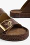 Women's Brown Comfortable Fit High Sole Buckle Slippers - 3