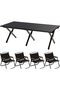 AUTO FAMILY Folding Aluminum 120CM Camping Table & 4Pcs Chair Set Roll-Up Table, Picnic table metal