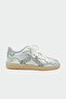 April Işıltılı Genuine Leather Silver Women's Flat Sports Shoes
