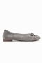 03 Gray Suede Genuine Leather Women's Ballerina Shoes - 3