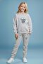 2-Piece Girls' Boston Printed Crew Neck Tracksuit Set – Black & Gray - 7