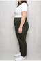 Women's High Waist Plus Size Pocketed Standard Green Color Steel Fabric Cropped Trousers - 6