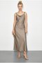 Women's Mink Accessory Detailed Strappy Tie-Back Satin Long Dress 0994 60286074 - 2