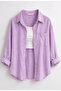 Women's 3-Pack Lilac Purple Pink Cotton Pcs Oversized Cotton Pcs Linen Single Pocketed Casual Shirts - 2