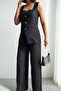 Women's Square Collar Buttoned Vest Trousers Stylish Set - 6