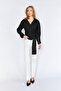 Double-Breasted Shirt with Tie Detail |   Mks1611153-1 - Black - 6